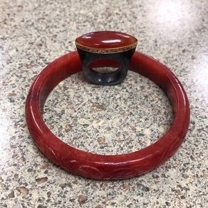 Red and gray jade ring ❤️
